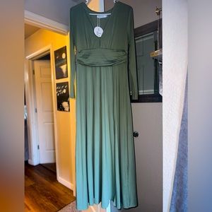 Women's Deep V Neck Long Sleeve Maxi Dress